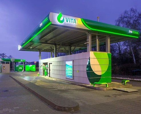 Krampitz gas station container in Czech