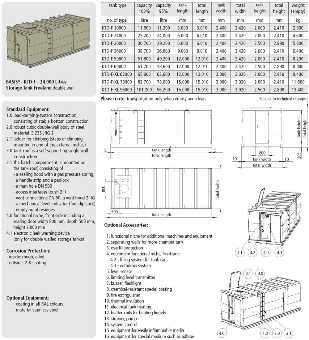 KTD-F Storage Tank Double Wall - data sheet